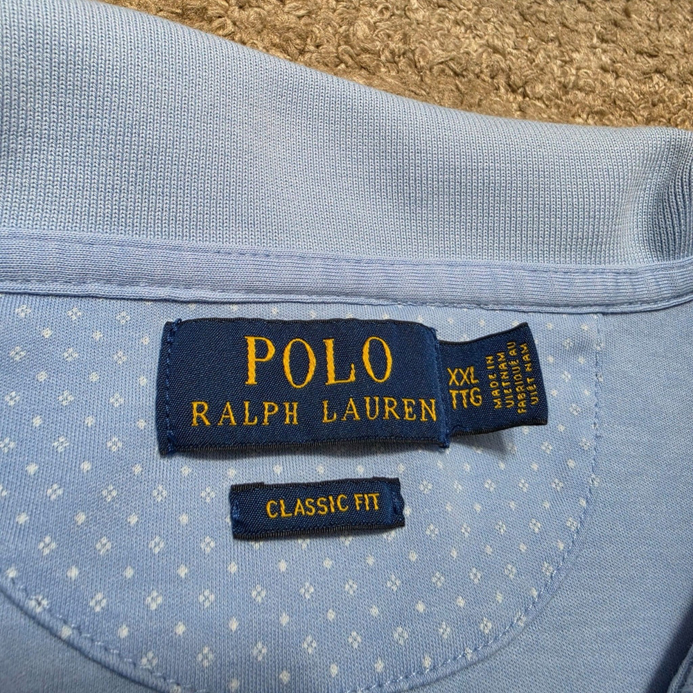 Polo Ralph Lauren Polo Shirt XXL Blue Micro Dot Classic Fit - Picture 4 of 9